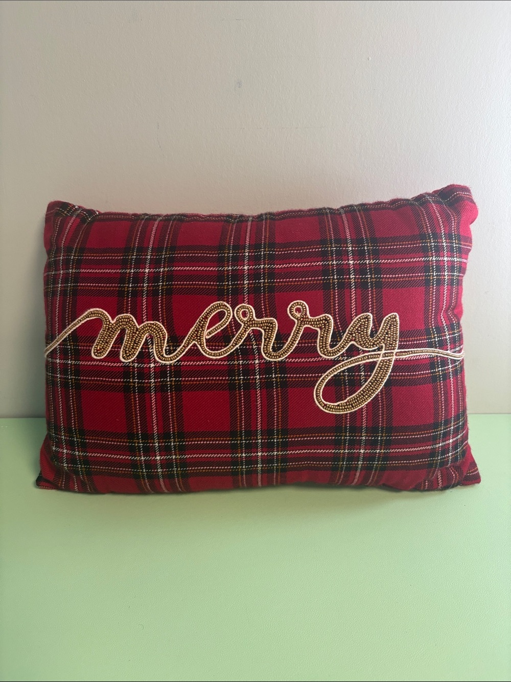 Pier 1 Merry Red & Black Plaid Christmas Pillow, Home Decor, Decorative Pillow